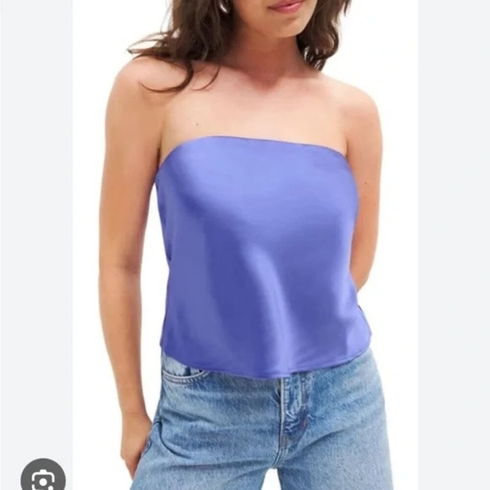 NWT Reformation Strapless Satin Spritz Top Lilac // M